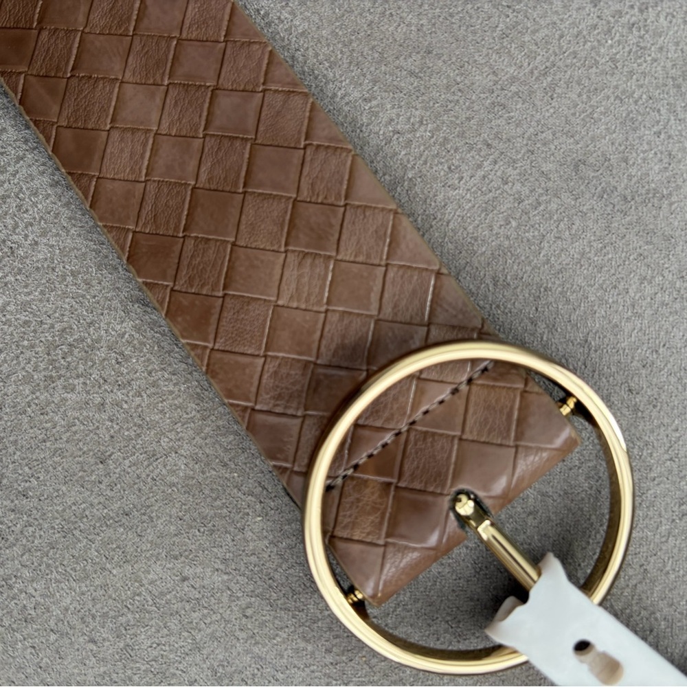 a new day Brown Woven‎ Belt with Gold Buckle